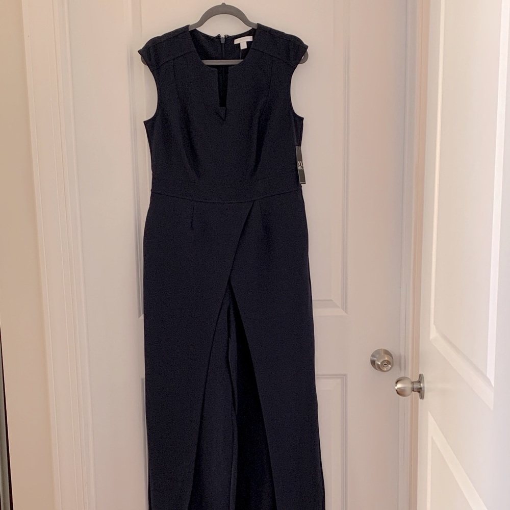 Dark navy jump suit.